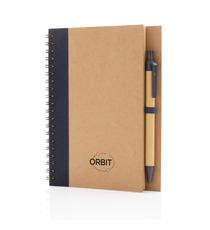 Cahier publicitaire à spirales kraft avec stylo