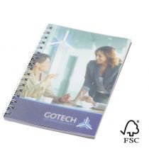 Cahier publicitaire Desk-Mate® FSC A6 à spirale avec couverture polypropylène