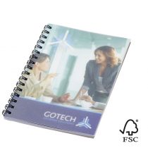 Cahier publicitaire Desk-Mate® FSC A6 à spirale avec couverture polypropylène