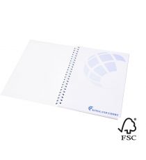 Cahier publicitaire Desk-Mate® FSC à spirale A5 avec couverture PP Made in Europe