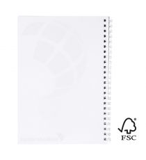 Cahier publicitaire Desk-Mate® FSC à spirale A5 avec couverture PP Made in Europe