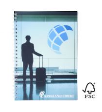 Cahier publicitaire Desk-Mate® FSC à spirale A5 avec couverture PP Made in Europe