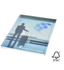 Cahier publicitaire Desk-Mate® FSC à spirale A5 avec couverture PP Made in Europe