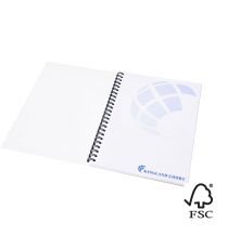 Cahier publicitaire Desk-Mate® FSC à spirale A5 avec couverture PP Made in Europe