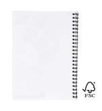 Cahier publicitaire Desk-Mate® FSC à spirale A5 avec couverture PP Made in Europe