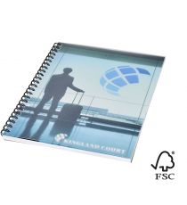 Cahier publicitaire Desk-Mate® FSC à spirale A5 avec couverture PP Made in Europe