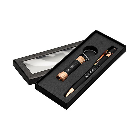 Coffret stylo publicitaire express Goldstar® Prince Rose Gold et Lampe