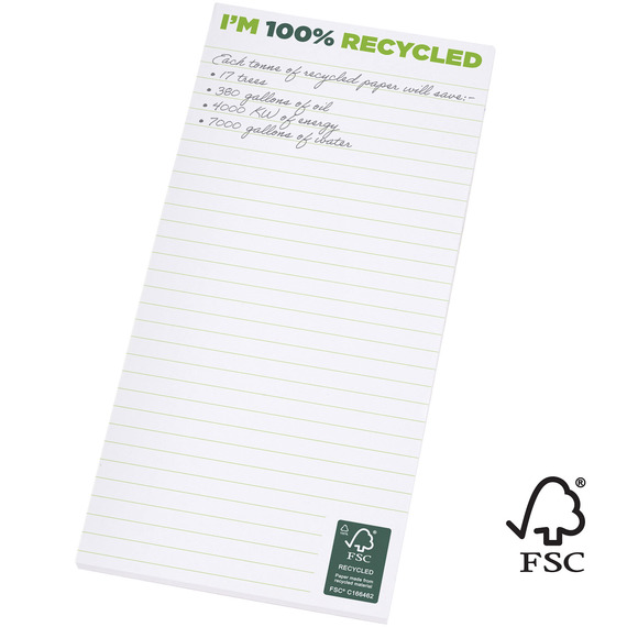 Bloc-notes publicitaire Desk-mate® 1/3 A4 recyclé FSC