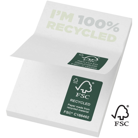 Notes autocollantes publicitaires recyclées 50 x 75 mm Sticky-Mate® FSC