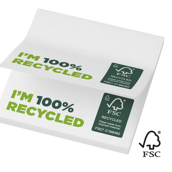 Post-its publicitaires recyclées 75 x 75 mm Sticky-Mate® FSC
