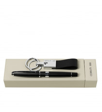 Parure publicitaire CERRUTI 1881 stylo roller & porte-clefs