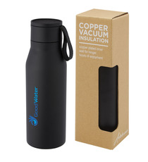 Bouteille publicitaire Ljungan de 500 ml en acier inoxydable avec cuivre et isolation par le vide, avec dragonne et couver