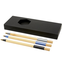 Parure publicitaire Kerf de stylos en bambou, 3 pièces