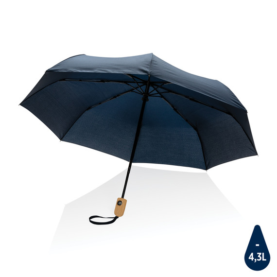 Parapluie publicitaire 21" automatique rPET 190T et bambou Impact AWARE™