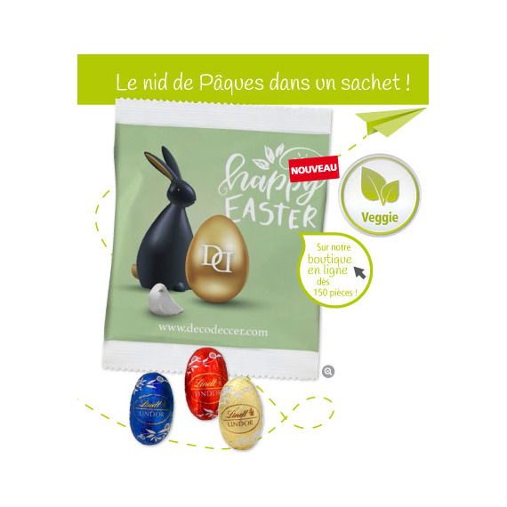 Sachet 3 mini œufs de Pâques Lindor personnalisé