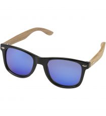 Lunettes publicitaires de soleil polarisées miroir Hiru en rPET/bois dans coffret cadeau