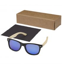 Lunettes publicitaires de soleil polarisées miroir Taiyo en rPET/bambou dans coffret cadeau