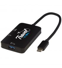 Adaptateur publicitaire multimédia Type-C en aluminium ADAPT (USB-A / Type-C / HDMI)