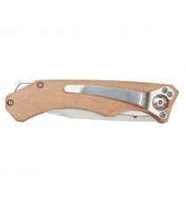Couteau publicitaire de poche en bois Dave avec clip de ceinture