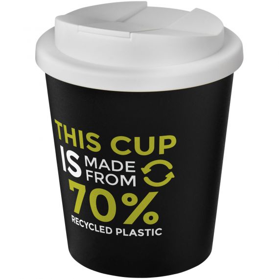 Gobelet publicitaire recyclé Americano® Espresso Eco de 250 ml avec couvercle anti-déversement