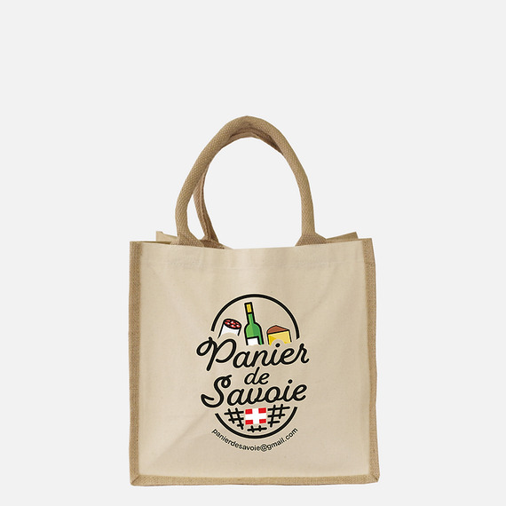 Sac shopping cabas publicitaire en jute naturelle et coton 320g 300x200x300 mm