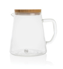 Carafe publicitaire d'eau 1,2L en verre avec couvercle en bambou Ukiyo