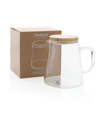 Carafe publicitaire d'eau 1,2L en verre avec couvercle en bambou Ukiyo