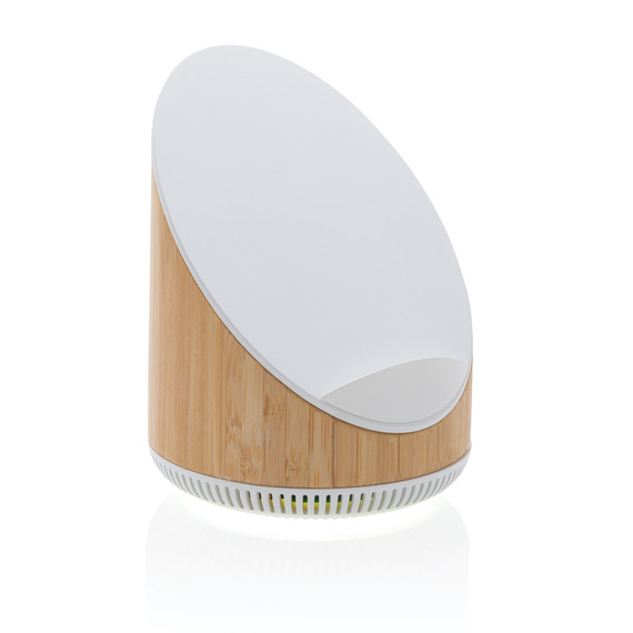 Enceinte publicitaire 5W en bamboo avec chargeur sans fil 15W Ovate