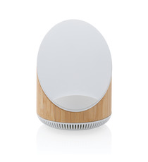 Enceinte publicitaire 5W en bamboo avec chargeur sans fil 15W Ovate