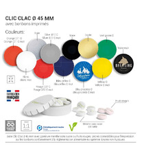 Boîte personnalisable Clik Clak avec bonbons imprimés 45 mm