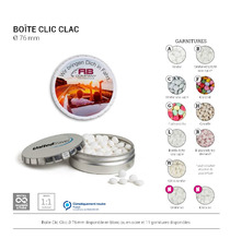 Boîte Clik Clak de bonbons publicitaire 76 mm