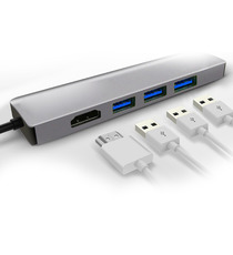 Adaptateur publicitaire Hub USB-C 5 en 1 HDMI, 3 Ports USB, Port USB-C Power Delivery