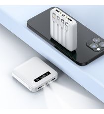 BATTERIE publicitaire AVEC CABLE 4 EN 1 INTEGRE ET 2 USB 10,000 mAh