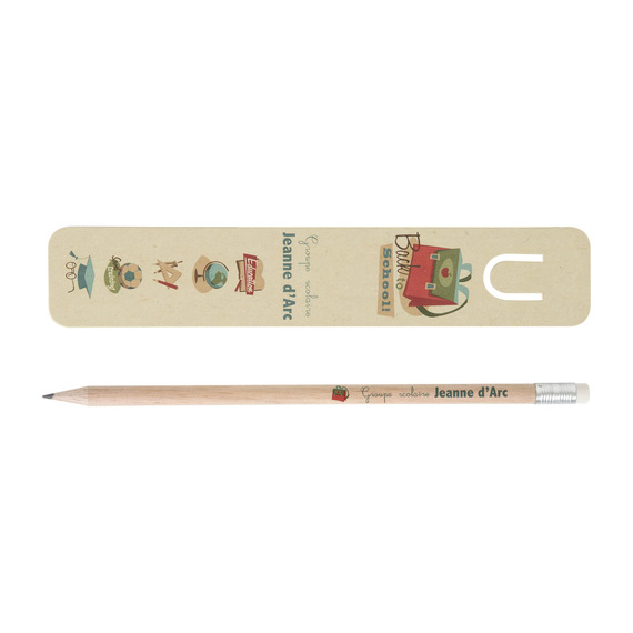 Kit marque-page publicitaire canne à sucre et crayon en bois Made in France 17.6 cm