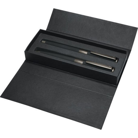 Parure personnalisée stylo bille et roller Image Black