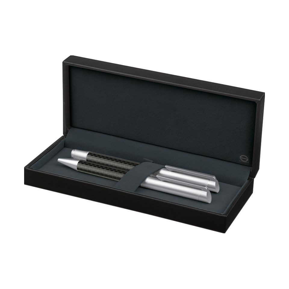 Parure personnalisée stylo bille et roller carbon line