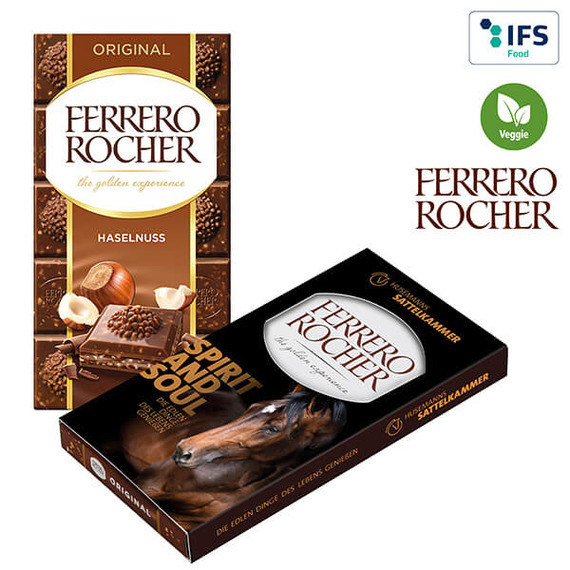 Tablette de chocolat  90 gr avec fourreau personnalisé Ferrero Rocher