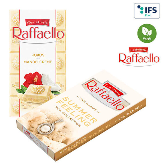 Tablette de chocolat 90 gr avec fourreau publicitaire Ferrero Rocher  Raffaello