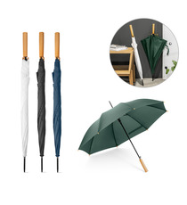 Parapluie publicitaire en RPET 105cm poignée bois