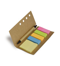 Étui publicitaire de papiers adhésifs repositionnables et stylo-bille carton recyclé Express