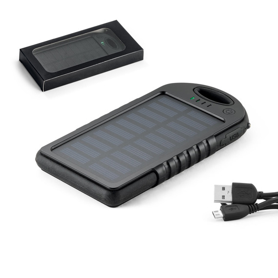 Batterie nomade solaire publicitaire ABS finition caoutchoutée Batterie nomade solaire publicitaire ABS finition caoutchoutée