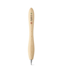 Stylo à bille publicitaire en bois et capuchon transparent