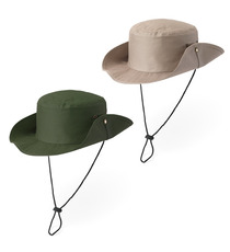 Chapeau publicitaire type safari en polyester avec cordon ajustable