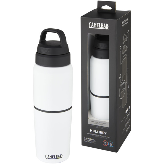 Bouteille publicitaire MultiBev de 500 ml en acier inoxydable à isolation sous vide et gobelet de 350 ml