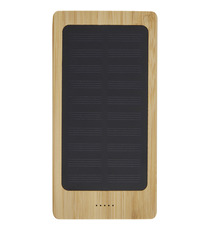 Batterie publicitaire de secours solaire Alata de 8 000 mAh en bambou