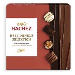 Boîte publicitaire noble 125g chocolats pralinés Hachez
