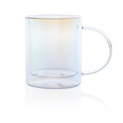 Mug publicitaire double paroi en verre électroplaqué