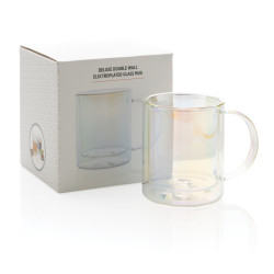 Mug publicitaire double paroi en verre électroplaqué