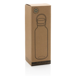 Bouteille publicitaire 680ml en rPET GRS, couvercle en bambou FSC®