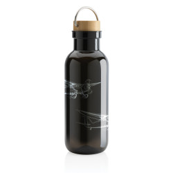 Bouteille publicitaire 680ml en rPET GRS, couvercle en bambou FSC®